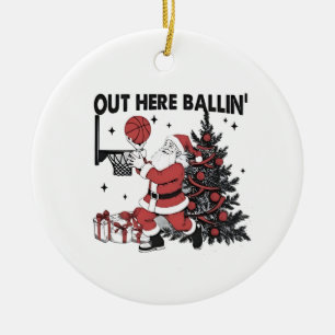 Hier Buiten Bal Basketball Sport Kerstmis Keramisch Ornament