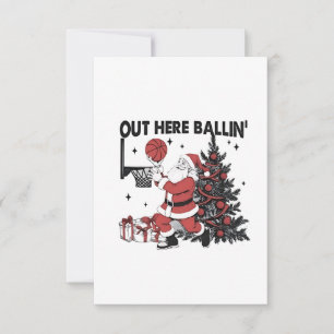 Hier buiten Balling Basketbal Sport Kerstmis Kaart