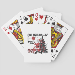 Hier buiten Balling Basketbal Sport Kerstmis Pokerkaarten