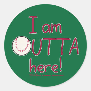 Hier buiten! Baseball Ronde Sticker