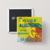 HIER DOOR CREATIE© BtnEng Vierkante Button 5,1 Cm (Voorkant /achterkant)