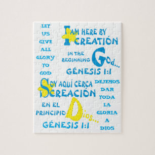 Hier door Creation© - Esp & Eng Jigzaag Puzzle Legpuzzel