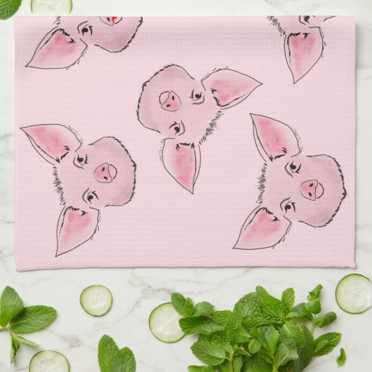 Hier een piggie, daar een piggie, overal een piggi theedoek (Gevouwen)