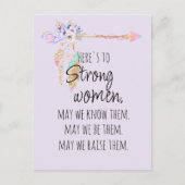 Hier is aan Sterke Vrouwen Boho Floral Arrow Lila Briefkaart (Voorkant)
