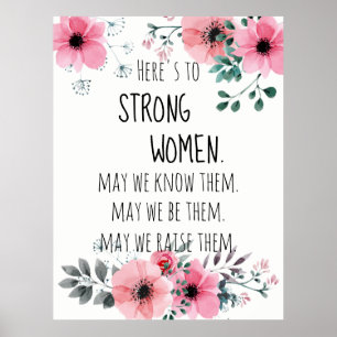 Hier is aan Strong Women Quote Waterverf Floral Poster