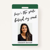 Hier is de glimlach achter mijn Masker Cursive Dar Badge (Voorkant)