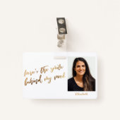 Hier is de glimlach achter mijn Masker Cursive Fau Badge (Voorkant met clip)