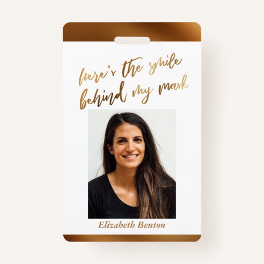 Hier is de glimlach achter mijn Masker Cursive Fau Badge (Voorkant)