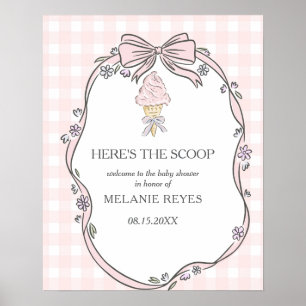 Hier is de Ijs Pink IJssundae Baby Shower Poster