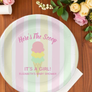 Hier is de ijs-scoop Ijs Zomer Baby Shower Papieren Bordje