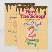 Hier is de Lepel Waffel Kegel Uitnodiging (Voorkant / Achterkant)