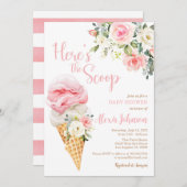 Hier is de Scoop Baby shower (Meisje) Uitnodiging (Voorkant / Achterkant)