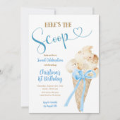 Hier is de Scoop Blue Ice Cream Eerste Verjaardag Kaart (Voorkant)