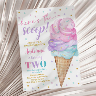 Hier is de Scoop Girls Ice Cream Tweede verjaardag Kaart