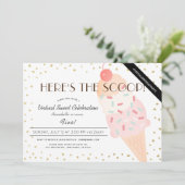 Hier is de Scoop Ice Cream Pink virtuele verjaarda Kaart (Staand voorkant)