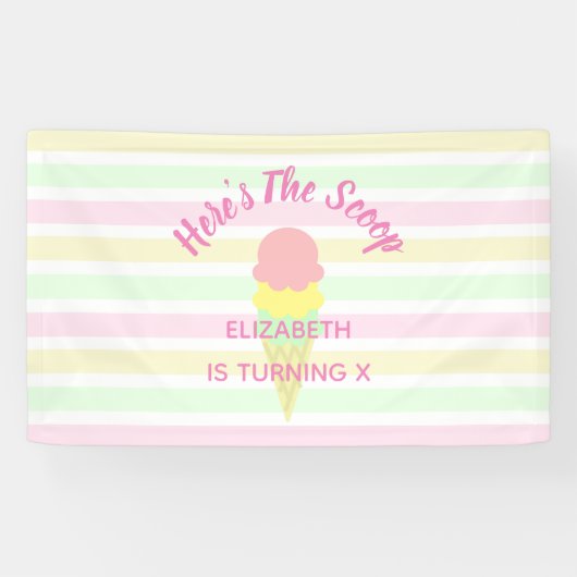 Hier is de Scoop Ice Cream Summer Birthday Spandoek (Horizontaal)