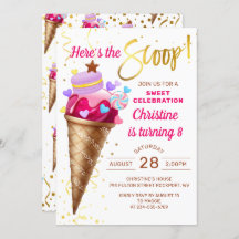 Hier is de Scoop Pink Gold Ice Cream Birthday
