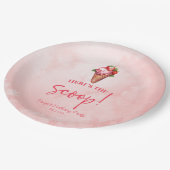 Hier is de Scoop Roze Rood IJs Verjaardagsfeestje Papieren Bordje (Gekanteld)