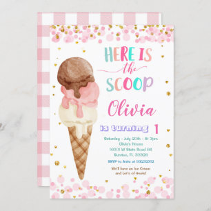Hier is de Scoops Cone Ice Cream Birthday Party Kaart