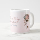 Hier is de sleutel tot mijn roze hart extra grote beker (Voorkant rechts)