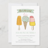 Hier is de uitnodiging voor de verjaardag van Ice  (Voorkant)