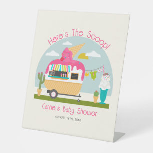 Hier is het Baby shower van de Scoop Ice Cream Cam Reclamebord Met Voetstuk