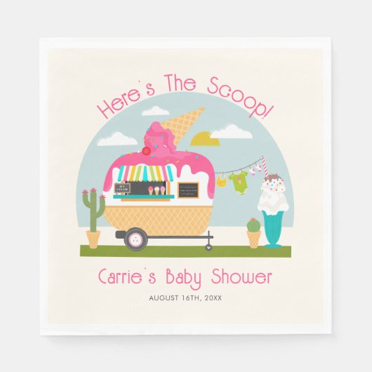 Hier is het Baby shower van de Scoop Ice Cream Cam Servet (Voorkant)