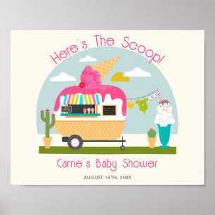 Hier is het Baby shower van de Scoop Pink Ice Crea Poster