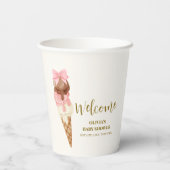 Hier is het Scoop Bow Ice Cream Baby shower Welkom Papieren Bekers (Achterkant)