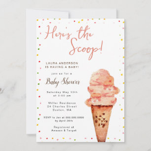 Hier is het Scoop Ice Cream Baby shower Kaart