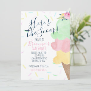 Hier is het Scoop Ice Cream Baby shower Kaart