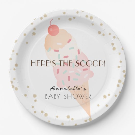 Hier is het Scoop Ice Cream Baby shower Pink Papieren Bordje (Voorkant)