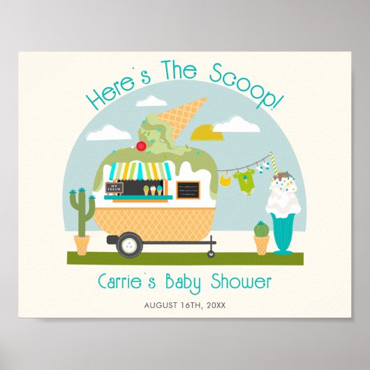 Hier is het Scoop Ice Cream Camper Boy Baby shower Poster (Voorkant)