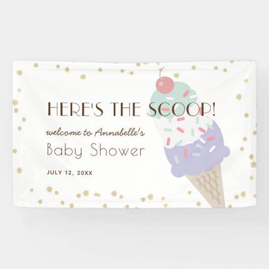 Hier is het Scoop Ice Cream Paarse Baby shower Spandoek (Horizontaal)