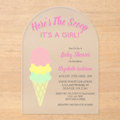 Hier is het Scoop Ice Cream Summer Baby shower Acryl Uitnodigingen (Voorkant)