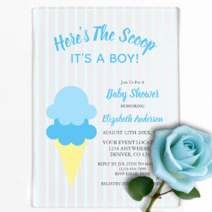 Hier is het Scoop Ice Cream Summer Baby shower Acryl Uitnodigingen