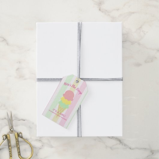 Hier is het Scoop Ice Cream Summer Baby shower Cadeaulabel (Met Touw)