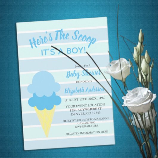 Hier is het Scoop Ice Cream Summer Baby shower Kaart