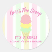 Hier is het Scoop Ice Cream Summer Baby shower Ronde Sticker (Voorkant)