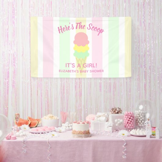Hier is het Scoop Ice Cream Summer Baby shower Spandoek (Feest)