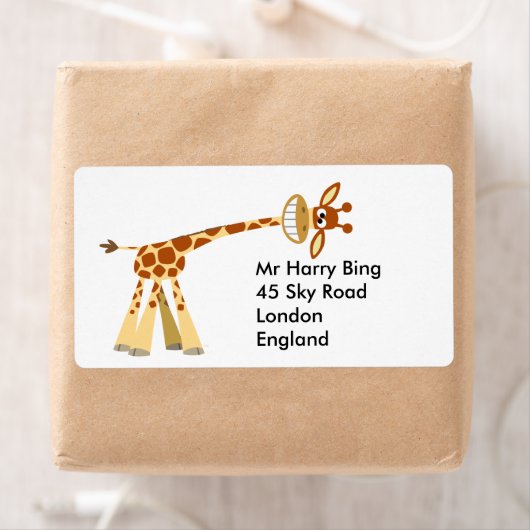 Hier is hij! cartoon giraf-etiket! etiket (Insitu)