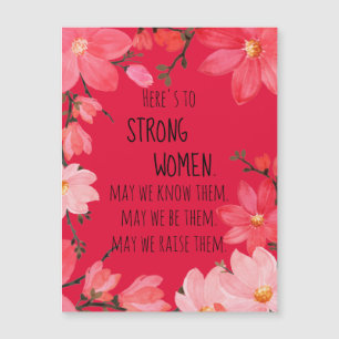 Hier is om sterke vrouwen Cherry Red Floral Magnet