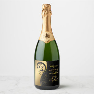 Hier is to More Wonderful Years Wedding Jubileum Sparkling Wijnetiket