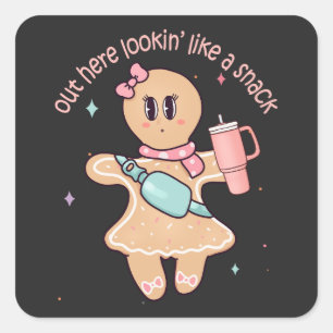 Hier kijken als een snack - Christmas Tree Cake Vierkante Sticker