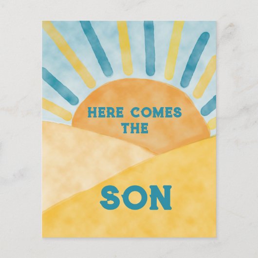 Hier kom je blauw Ray Sunshine Baby shower Bingo G (Achterkant)