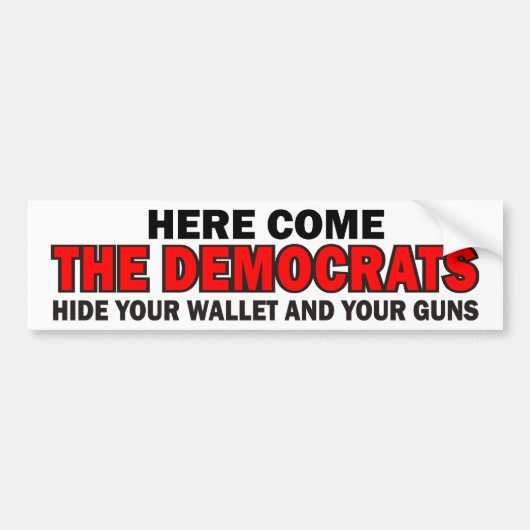 Hier komen de democraten bumpersticker (Voorkant)