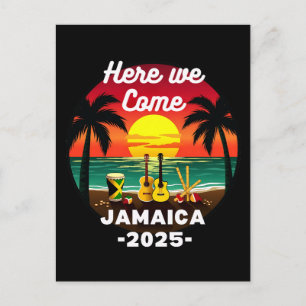 Hier komen we Jamaica 2025 Meisjesreis gezinszomer Briefkaart
