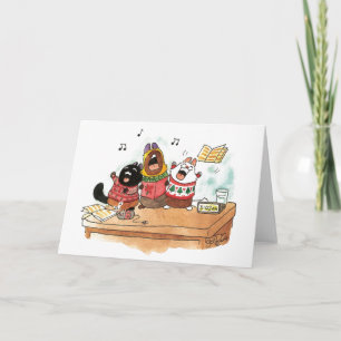 Hier komen we joelend langs kerstkaart kaart