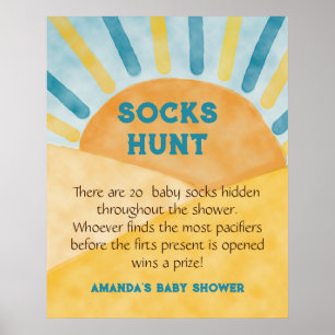 Hier komt Blue Rays Sunshine Baby Shower Hunt Game Poster