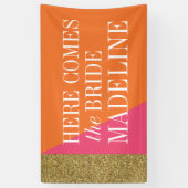 Hier komt de Banner van de Bride, Vrijgezellenfees (Verticaal)